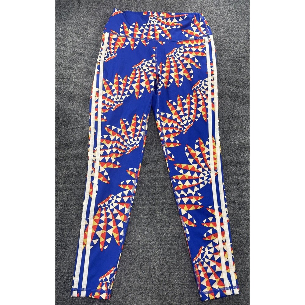 Adidas x FARM Rio 7/8 Leggings Women L Blue Orange Geometric BNWOT IQ4508